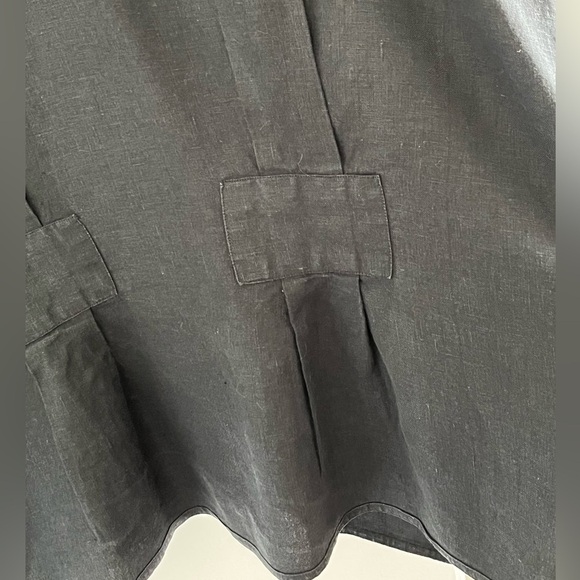 FLAX by Jeanne Engelhart 100% Linen Black Oversized Button Front Blazer Jacket L - Picture 9 of 14